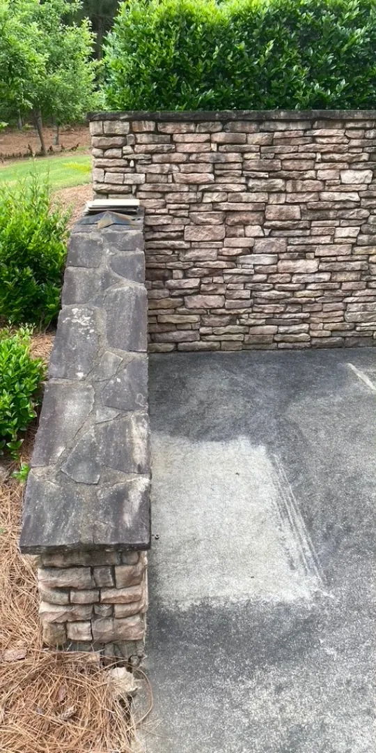 Stone wall cap and drive, before washing