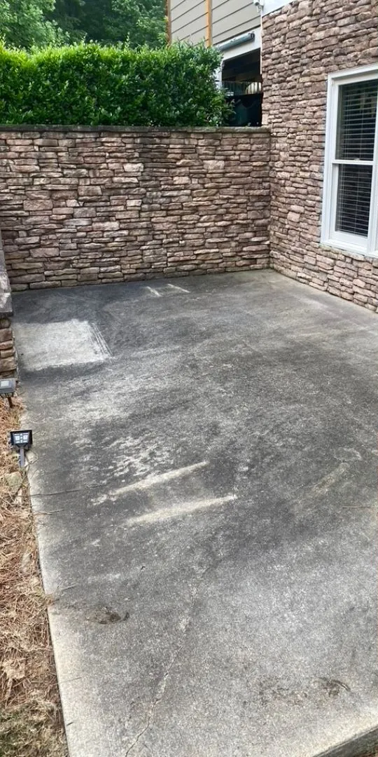 Concrete patio, before washing